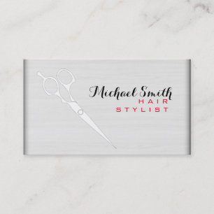 Hair Stylist Elegant Modern White Wood #6 Business Card