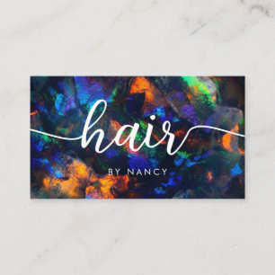 hair stylist elegant script typography opal stone  business card