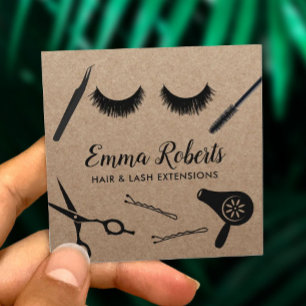 Hair Stylist & Eyelash Extensions Rustic Salon Square Business Card