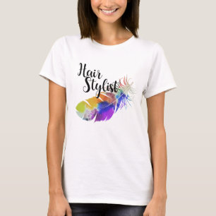 Hair Stylist - Feather Watercolors T-Shirt