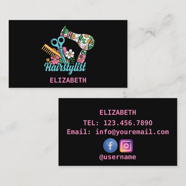 Hair Stylist Floral Business Card (Front/Back)