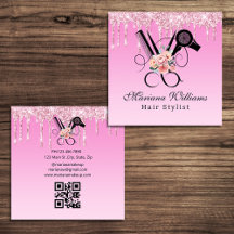 hair stylist floral Scissor qr code pink glitters