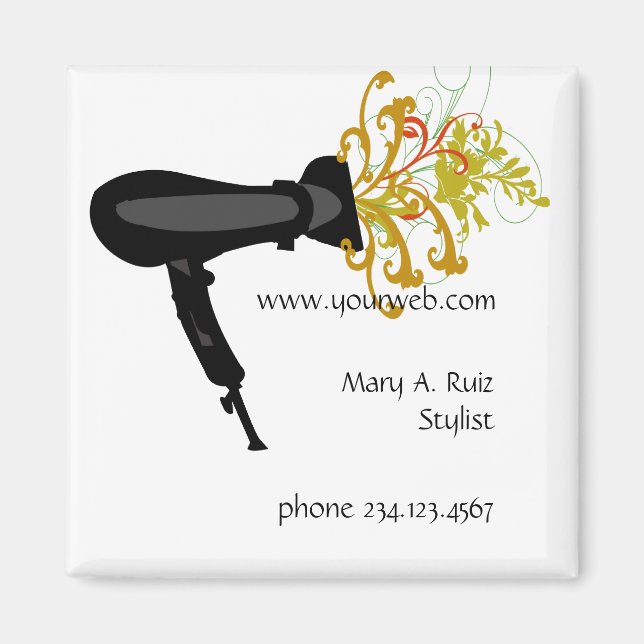 Hair Stylist Flower Blossom Fashion Salon Magnet (Front)