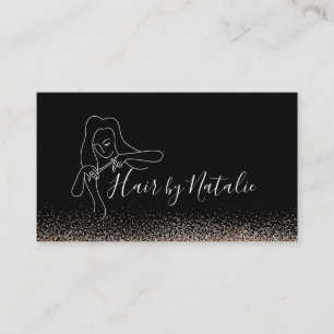 Hair Stylist Glam Gold Glitter Beauty Salon Black Business Card
