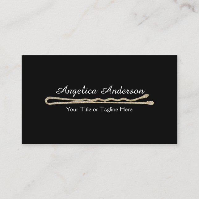 Hair Stylist Glitter Bobby Pin Business Card (Front)