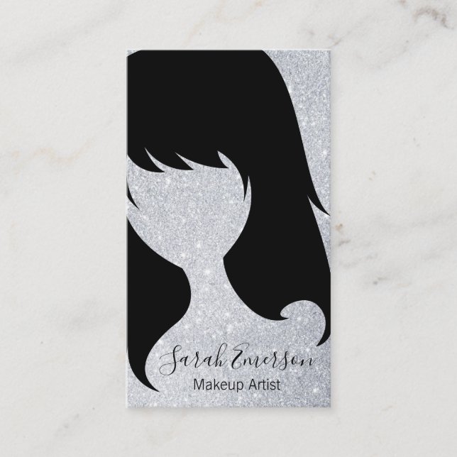 Hair Stylist Glitter Business Card (Front)