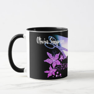 Hair Stylist Glitter Shiny Scissor Flowers Beauty Mug