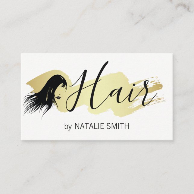 Hair Stylist / Gold Brushed Business Card (Front)