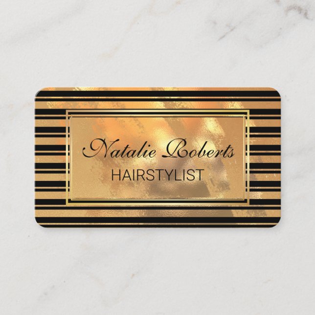 Hair Stylist Gold Glitter Beauty Salon Business Card (Front)