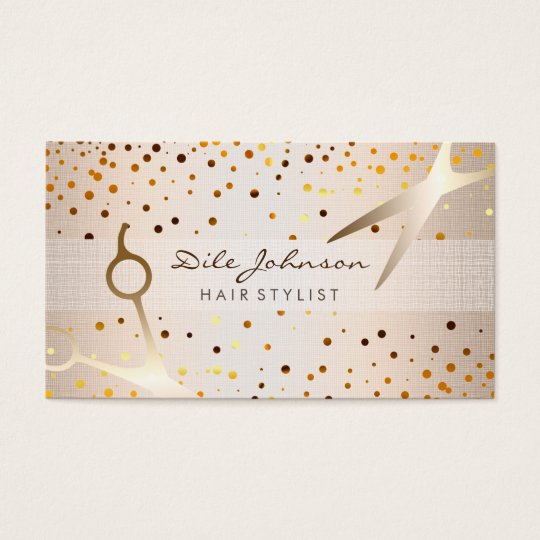 Hair Stylist Gold Glitter Confetti Saloon Business Card