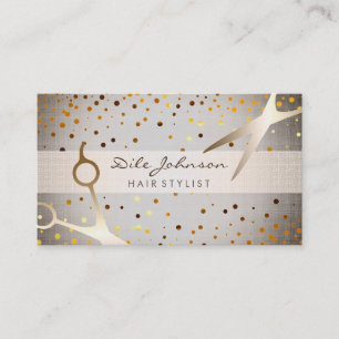 Hair Stylist Gold Glitter Confetti Saloon Business Card