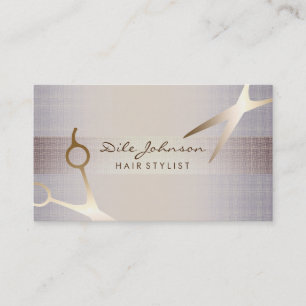 Hair Stylist Gold Glitter Saloon Linen Retro Business Card