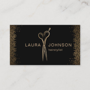 Hair Stylist Gold Glitter Scissors Beauty Salon Business Card