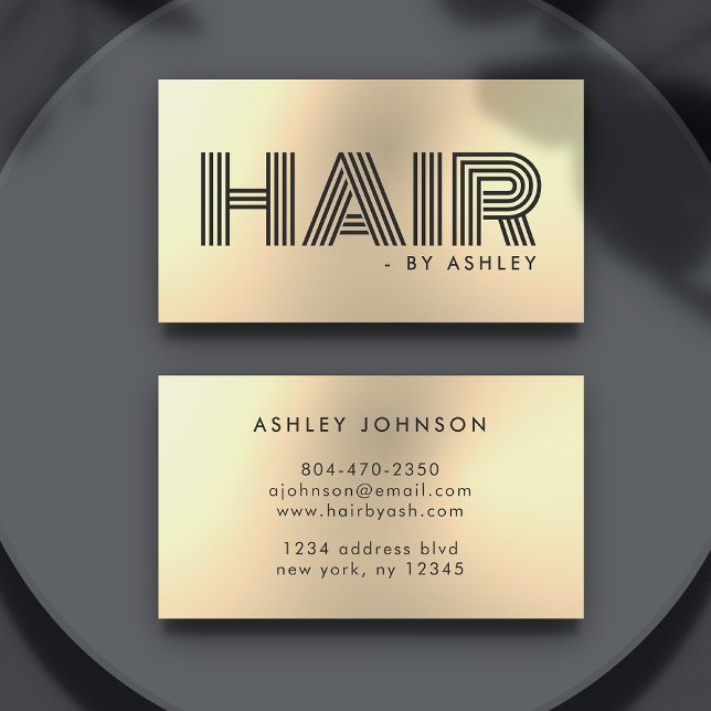 Hair Stylist Gold Modern Metallic Professional Business Card (Hair Stylist Gold Modern Metallic Professional Business Card
)