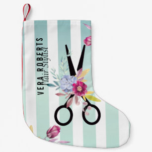 Hair Stylist Gold Scissor & Beauty Christmas Small Christmas Stocking