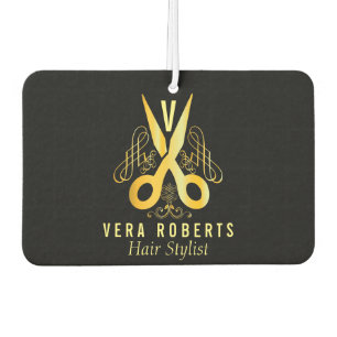 Hair Stylist Gold Scissor & Beauty Salon Car Air Freshener