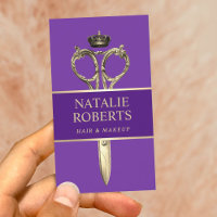 Hair Stylist Gold Scissor Beauty Salon Purple