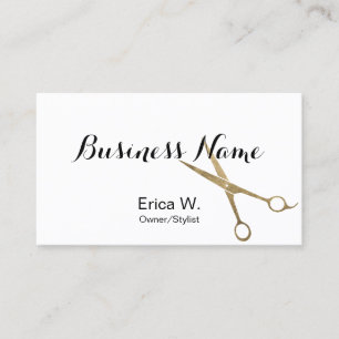 Hair Stylist Gold Scissor Elegant Custom Photo Business Card