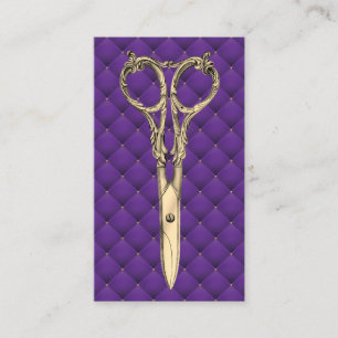 Hair Stylist Gold Scissor Luxury Purple Salon Business Card