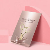 Rose Gold Scissor Pink Glitter Hair Stylist Salon Business Card