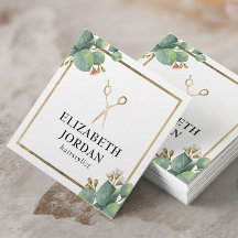 Hair Stylist Gold Scissor Salon Vintage Botanical