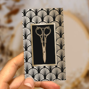 Hair Stylist Gold Scissor Vintage Art Deco Business Card