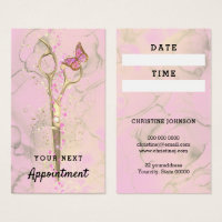 hair stylist gold scissors appointment card