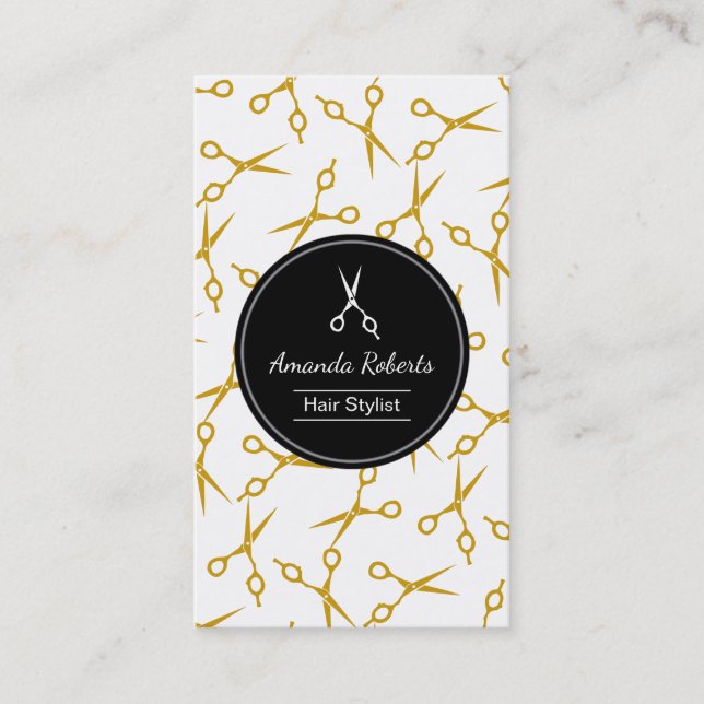 Hair Stylist Gold Scissors Hair Salon Appointment (Front)