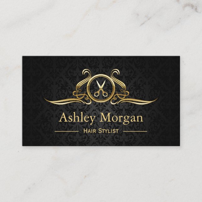Hair Stylist Gold Scissors Hair Salon Appointment Card (Front)