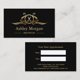 Hair Stylist Gold Scissors Salon Appointment Card