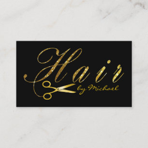 Hair Stylist Gold Scissors Script Appointment #12 Card