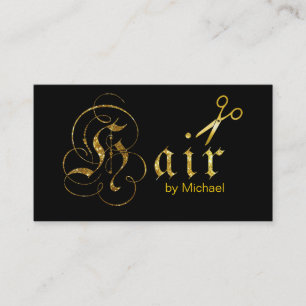 Hair Stylist Gold Scissors Script Appointment #9 Card