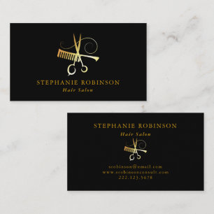 Hair Stylist Gold Script Barber Custom Business Card