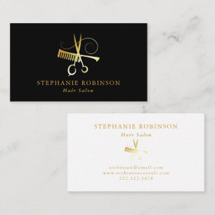 Hair Stylist Gold Script Barber Shop Custom Business Card