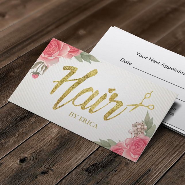 Hair Stylist Gold Script Classy Floral Appointment (Creator Uploaded)