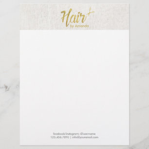 Hair Stylist Gold Script Elegant Linen Letterhead