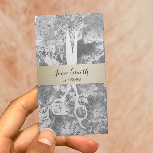 Hair Stylist Gold Striped Marble Stone Appointment Card
