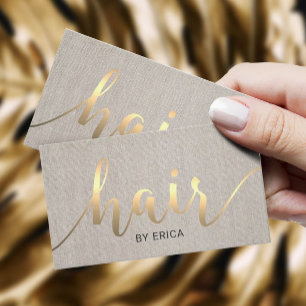 Hair Stylist Gold Typography Linen Appointment Card