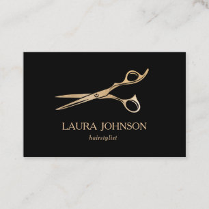 Hair Stylist GoldGlitter Scissors Business Card