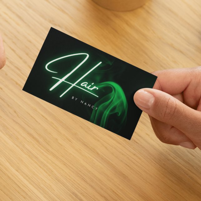 Hair Stylist Green Neon   Business Card (Creator Uploaded)