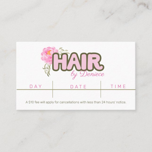 Hair stylist hair salon appointment business card (Front)