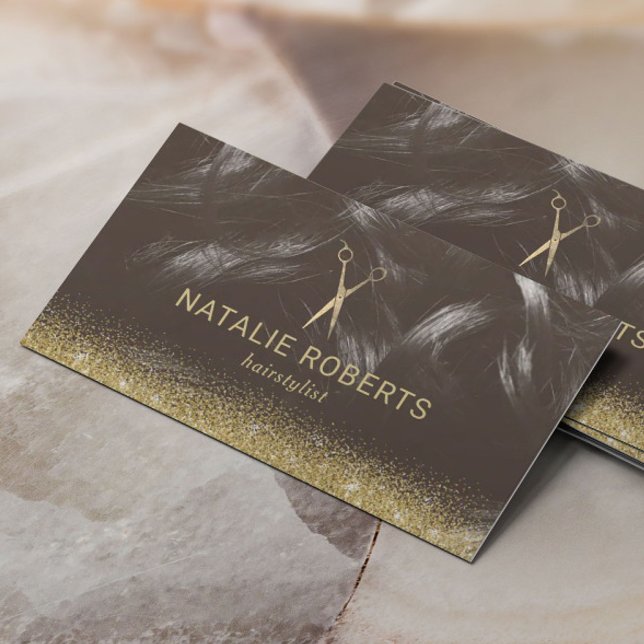 Hair Stylist Hair Salon Hairdresser Gold Scissor Business Card (Creator Uploaded)