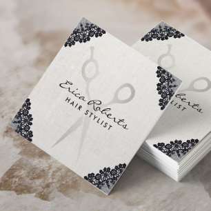 Hair Stylist Hair Salon Vintage Black Laced Square Business Card