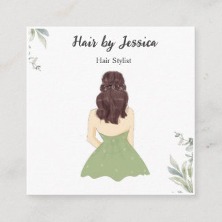 Hair stylist, hair style, square business card