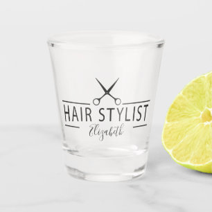 Hair Stylist Haircut Scissors Monogram Shot Glass