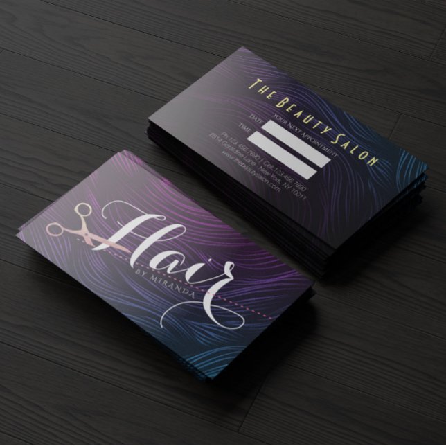 Hair Stylist Hairdresser Beauty Rose Gold Scissors Appointment Card (Creator Uploaded)