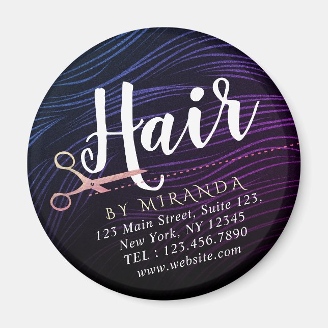 Hair Stylist Hairdresser Beauty Rose Gold Scissors Magnet (Front)