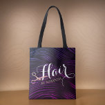Hair Stylist Hairdresser Beauty Rose Gold Scissors Tote Bag<br><div class="desc">Hair Salon / Hairstylist/ Hairdresser / Beauty Salon / Makeup Artists / Scissors Planners / Event Planners / Consultants / Boutique Owners / Fashionistas Tote Bags Templates - Modern Faux Rose Gold Scissors on Elegant Black and Purple Hair Pattern Background.</div>