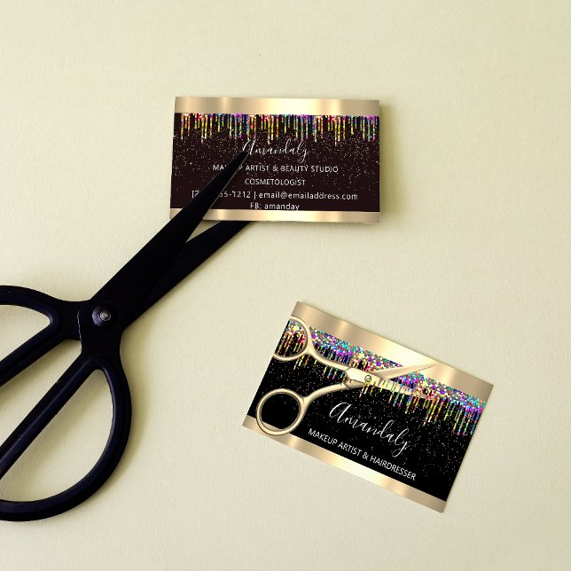 Hair Stylist Hairdresser Coiffeur Gold Scissors Business Card (Hair Stylist Hairdresser Coiffeur Gold Scissors Business Card)