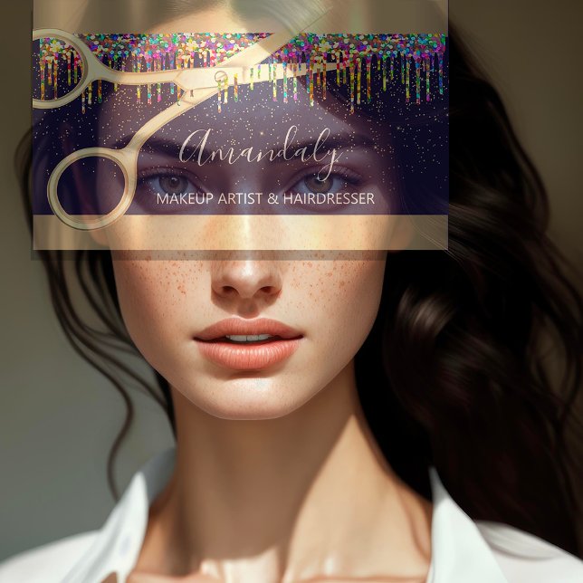 Hair Stylist Hairdresser Coiffeur Rainbow Scissors Business Card (Hair Stylist Hairdresser Coiffeur Rainbow Scissors Business Card)